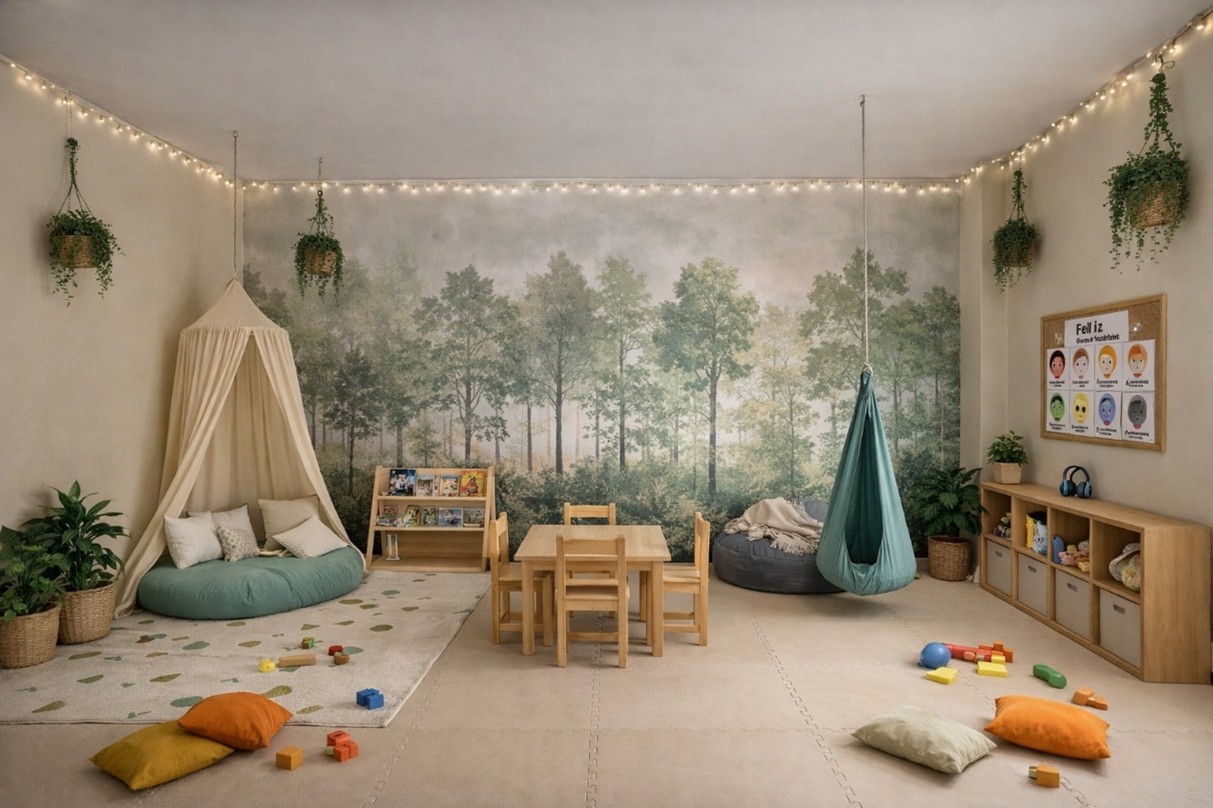 Espacio interior con plantas y luz natural